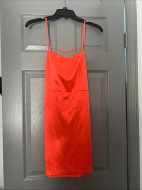 Bright Neon Orange Slip Dress